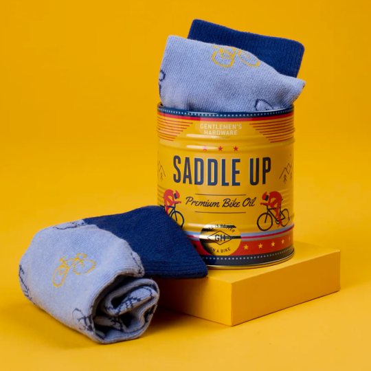 Fahrrad-Socken mit Metalldose