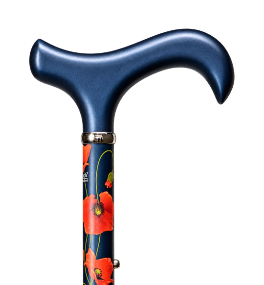 Gastrock Coquelicot – verstellbarer Gehstock mit Carbon-Griff vor transparentem Hintergrund