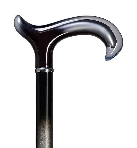 Effet Verre Gastrock – Gehstock mit transparentem Acrylgriff vor transparentem Hintergrund