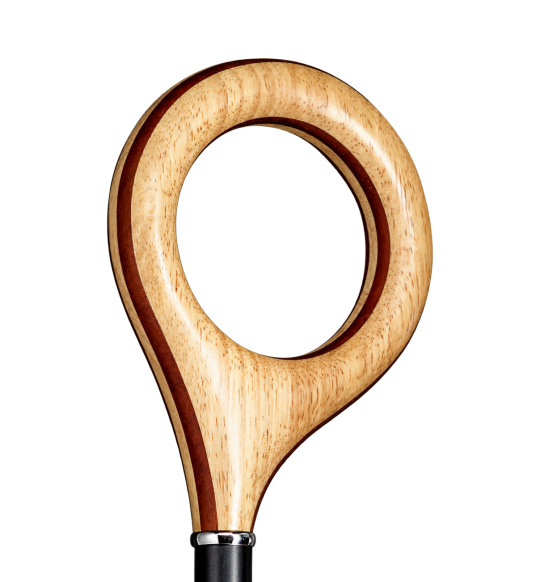 Orbit Gastrock – Gehstock mit rundem Holzgriff vor transparentem Hintergrund