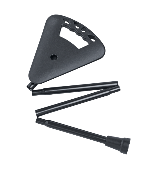 Faltbarer Sitzstock Flipstick – schwarz und verstellbar – freigestellte Ansicht