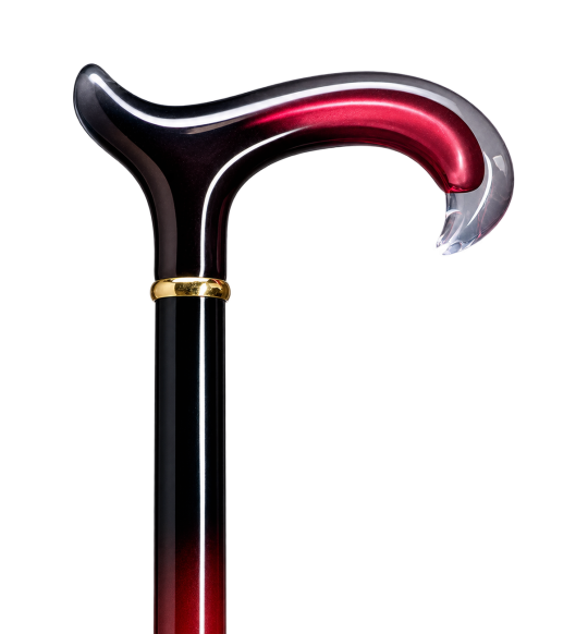Cristal Bordeaux Gastrock – Gehstock mit Acrylgriff vor transparentem Hintergrund