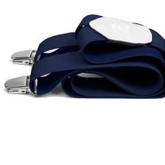 Hosenträger Marine & Weiß – Blau & weißes Leder – Les Bretelles de Léon
