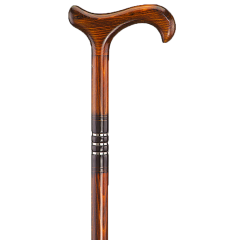 Eleganter Spazierstock aus Buchenholz mit schwarzen Chromringen
