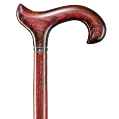 Eleganter Spazierstock aus Eschenholz – Rote Flammung mit L-Derbygriff
