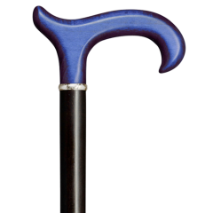 Eleganter Spazierstock aus schwarzem Buchenholz mit blauem Derbygriff