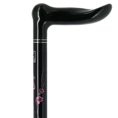 Verstellbarer Carbon-Spazierstock mit floralem Muster und anatomischem Griff – Leicht & stabil