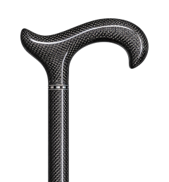Luxury Carbone Gastrock – Carbon-Gehstock mit L-Derbygriff vor transparentem Hintergrund