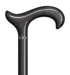 Luxury Carbone Gastrock – Carbon-Gehstock mit L-Derbygriff vor transparentem Hintergrund