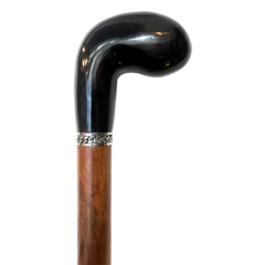 Gehstock mit Horngriff und Palisanderholz, handgefertigt
