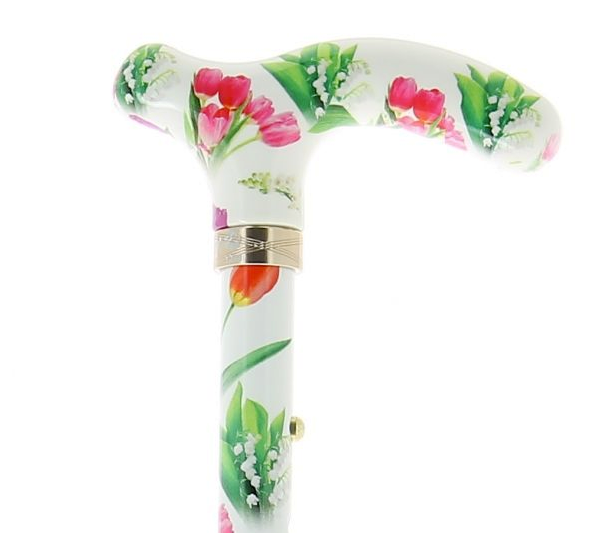 faltbarer Gehstock mit Blumenmotiv