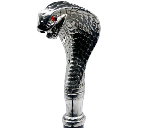 Cobra-Gehstock aus Zinn