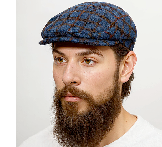 Wigens Ivy Slim Cap Harris Tweed Blau Orange